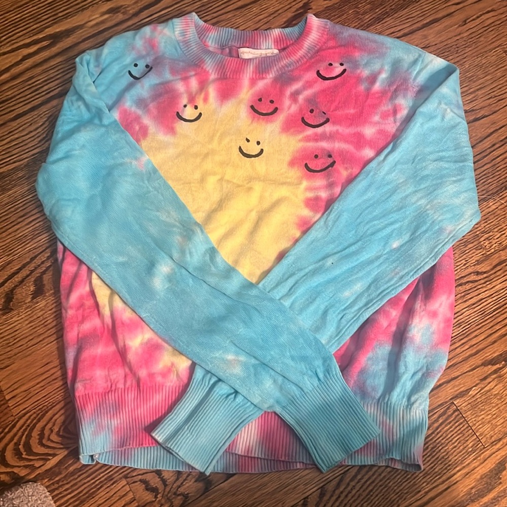 NW Spiritual Gangster Lg Sleeve Sweater- Smiley Face Tie Dye! Sz. M